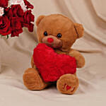 Roses and Carnations in Premium Vase & Teddy