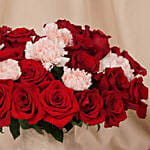 Roses and Carnations in Premium Vase & Teddy