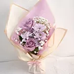 Lavender bouquet with soft pink wrapping