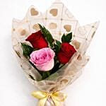 Romantic bouquet of roses with ribbon
