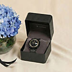 Luxury Blue Hydrangea Flowers with Titan Men’s Watch
