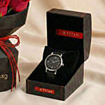 Red Roses and Wrist Watch Valentine Gift