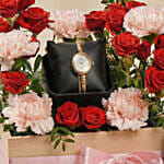 Titan Watch and Flowers Gift for Her
