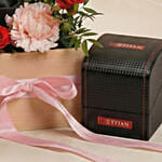 Titan Watch and Flowers Gift for Her