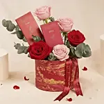 Valentines Roses and Chocolate Box