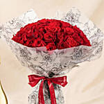 Valentine’s Special 50 Roses Bouquet with Wine
