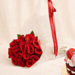 15 Red Roses Posy with Cake