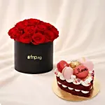 Box of Red Roses with Cake