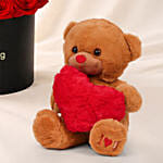 Box of Red Roses with Teddy
