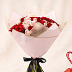 Elegant Duo of Roses Valentines Bouquet with Cake