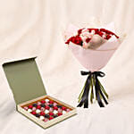 Elegant Duo of Roses Valentines Bouquet with Chocolates