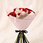 Elegant Duo of Roses Valentines Bouquet with Chocolates