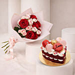 Eternal Love Valentine Roses Bouquet with Cake