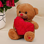 Romantic Dark Pink Roses for Valentine’s Day with Teddy