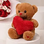 Valentine Roses Bouquet N Teddy
