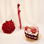 15 Red Roses Posy with Cake