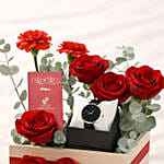 Roses and Watch Gift Box for Valentine's Day
