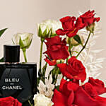 Valentine Gift for Him - Perfume and Roses Box