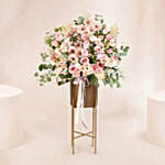 Blooming Pink Flowers Tripod Stand