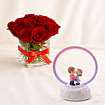 15 Red Roses Vase with Led Love Lamp