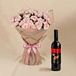 24 Carnations love Bouquet with Wine