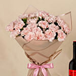 24 Carnations love Bouquet with Wine