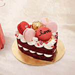 35 Dark Pink Roses Valentines Bouquet with Cake