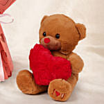 35 Dark Pink Roses Valentines Bouquet with Teddy