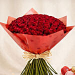 75 Dark Pink Roses Valentines Bouquet with Cake