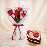 Love Expresssion Roses Bouquet with Cake