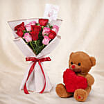 Love Expresssion Roses Bouquet with Teddy