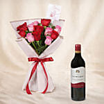 Love Expresssion Roses Bouquet with Wine