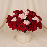 Roses and Carnations in Premium Vase for Valentines