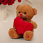 Roses and Carnations in Premium Vase with Teddy