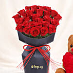 Valentines Whispers Of Roses with Teddy