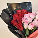 24 Red & Pink Roses Valentines Bouquet