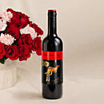 Roses and Carnations in Premium Vase with Wine
