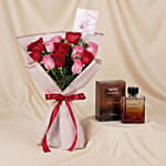 24 Mixed Rose Bouquet with Titan Perfume For Him