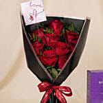 Love 9 Roses Bouquet and Titan Sheer 100 ML for Her
