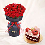 Valentine's Whispers Of Roses with Cake Combo