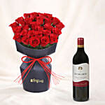 Valentine's Whispers Of Roses with Wine Bundle