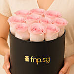 12 Pink Roses in Box for Valentine's