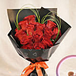 15 Red Roses Bouquet for Valentine's Day with Led Love Lamp