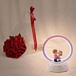 15 Red Roses Posy and Led Love Lamp