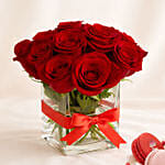 15 Red Roses Vase with Cake For Valentine's