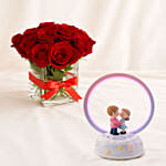15 Red Roses Vase with Led Love Lamp for Valentine's