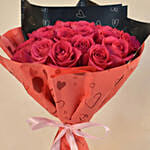 35 Dark Pink Roses Bouquet for Valentine's Day