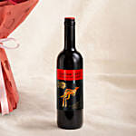 35 Dark Pink Roses Valentine's Day Bouquet with Wine