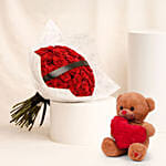35 Red Roses Expression Bouquet with Teddy Bear