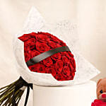 35 Red Roses Expression Bouquet with Teddy Bear